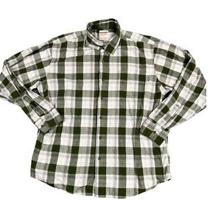 Wrangler Authentics Mens 2XL Green White Plaid Button  Western Shirt Cotton EUC